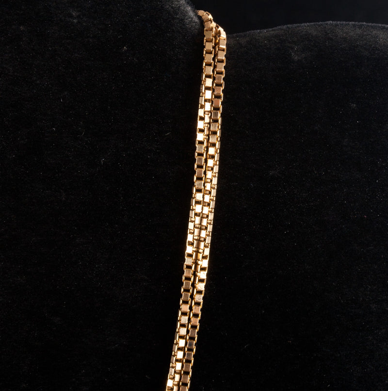 18k Yellow Gold Long Box Chain Necklace W/ Spring Ring Clasp 27.5" Length 11.73g