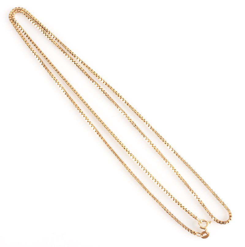 18k Yellow Gold Long Box Chain Necklace W/ Spring Ring Clasp 27.5" Length 11.73g