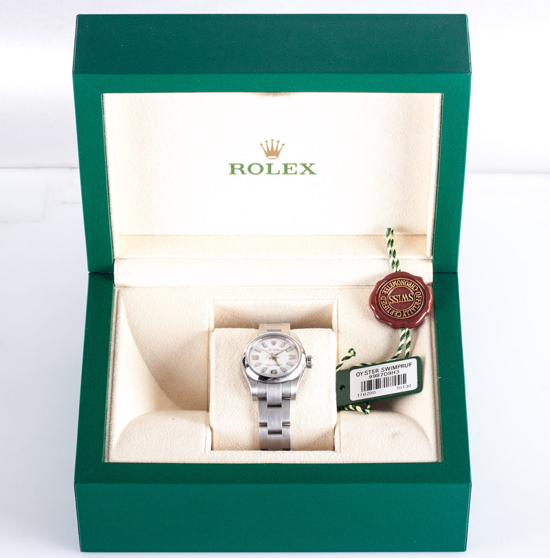 Rolex 176200 Oyster Perpetual Stainless Steel Ladies Wrist Watch W/ Box & Papers