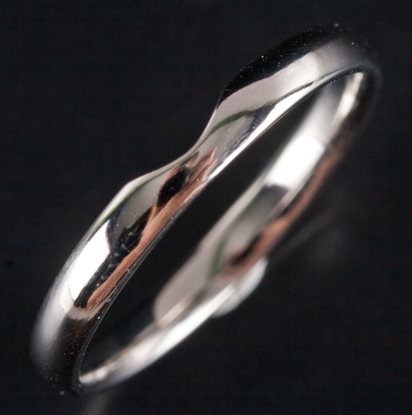 10k White Gold Notched Style Wedding Anniversary Band Ring 1.82g 2.5mm