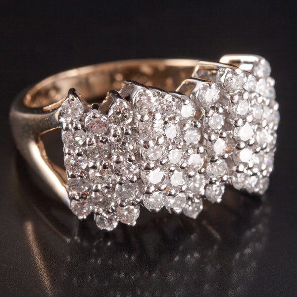 14k Yellow White Gold Round H SI2 Diamond Cluster Style Cocktail Ring .825ctw