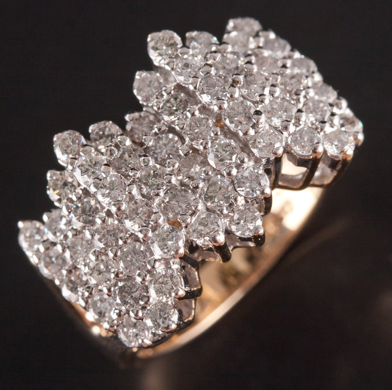 14k Yellow White Gold Round H SI2 Diamond Cluster Style Cocktail Ring .825ctw