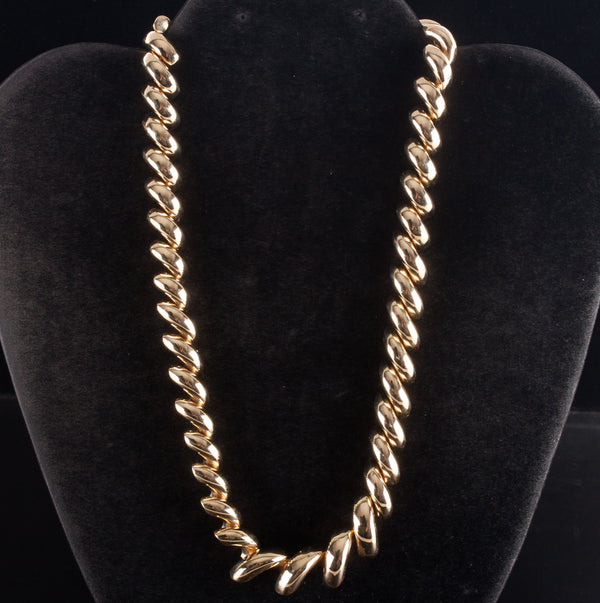 14k Yellow Gold Hollow Fancy Link Graduated Chain Necklace 34.9g 17" Length