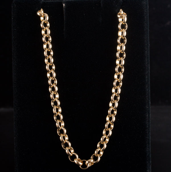 14k Yellow Gold Italian Rolo Chain Style Necklace 10.0g 24" Length 4.45mm Width