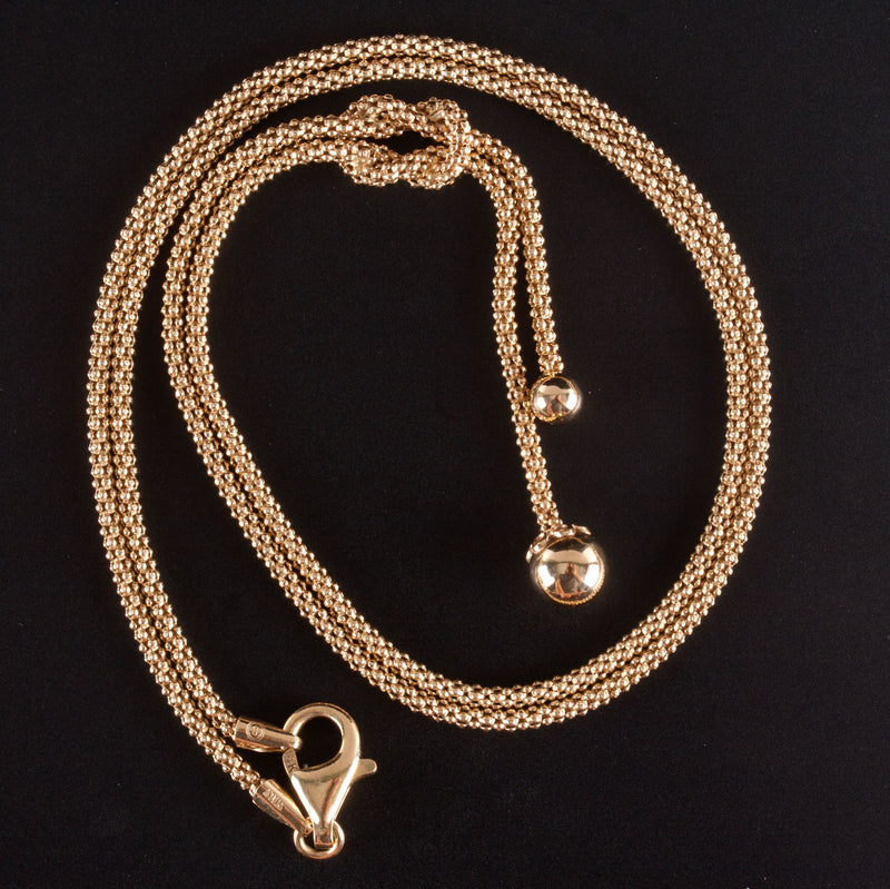 14k Yellow Gold Italian Popcorn Chain Style Necklace 5.2g 18" Length 1.7mm Width