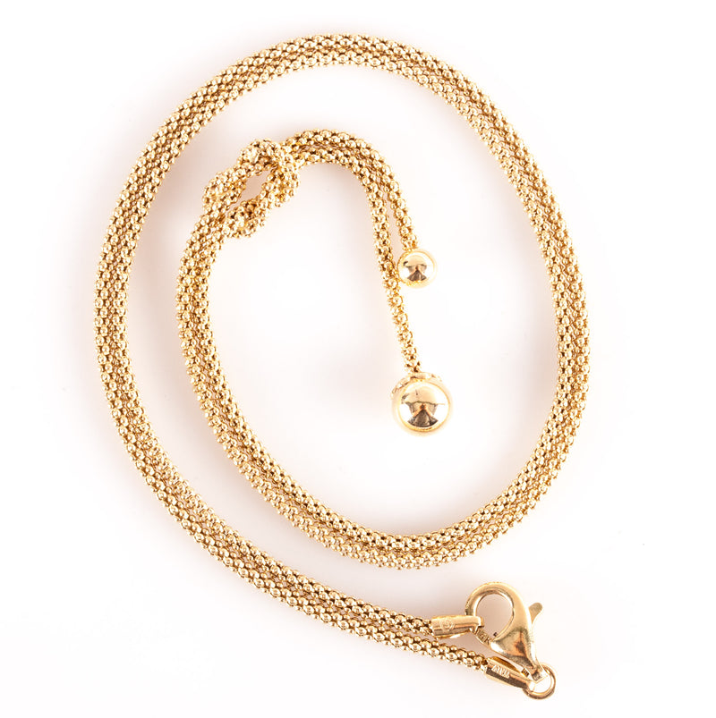 14k Yellow Gold Italian Popcorn Chain Style Necklace 5.2g 18" Length 1.7mm Width