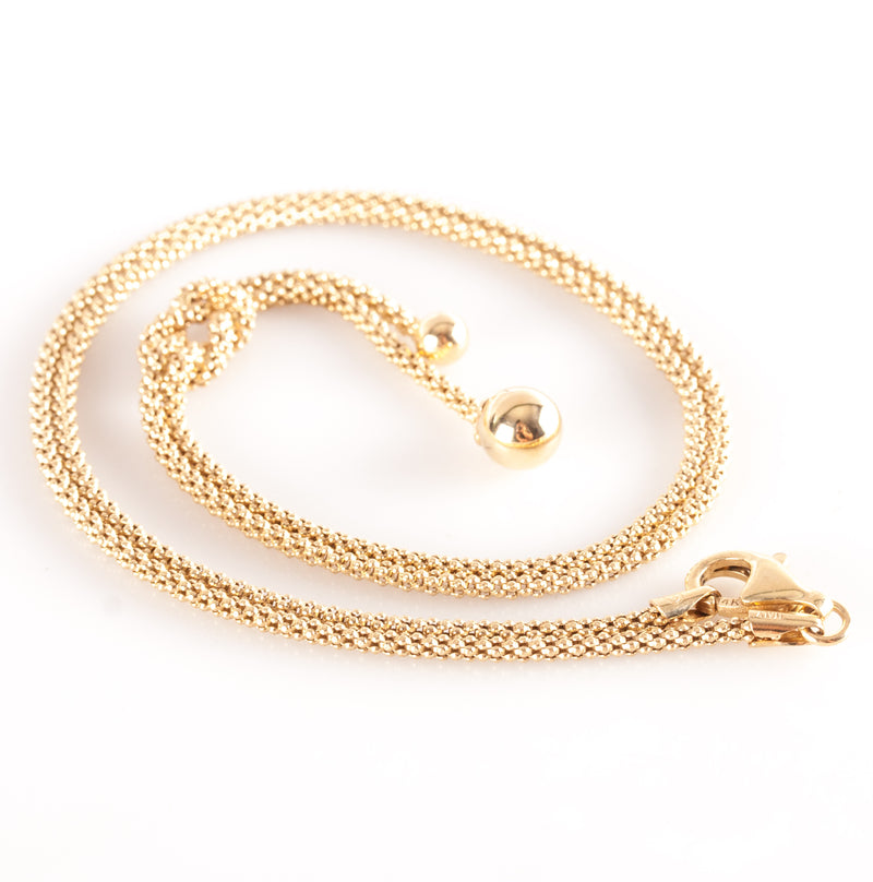 14k Yellow Gold Italian Popcorn Chain Style Necklace 5.2g 18" Length 1.7mm Width