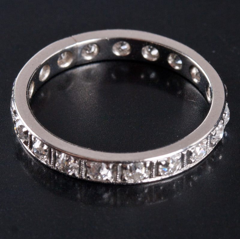 Vintage 1930s Platinum Old Euro Diamond Eternity Style Wedding Band Ring .285ctw