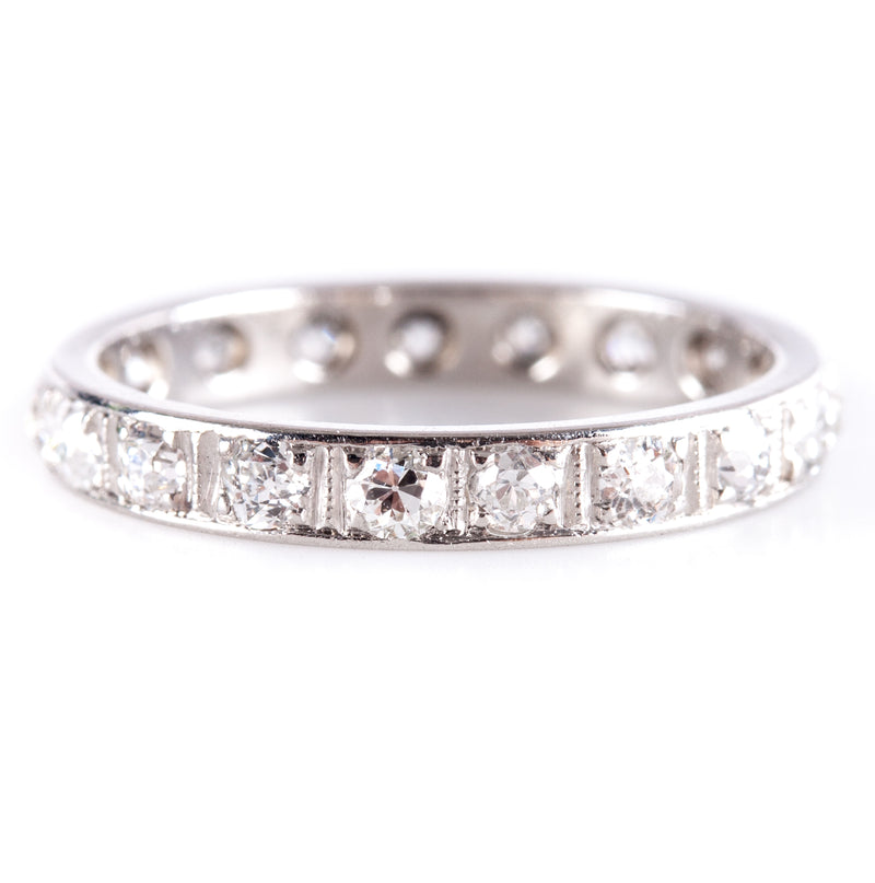 Vintage 1930s Platinum Old Euro Diamond Eternity Style Wedding Band Ring .285ctw