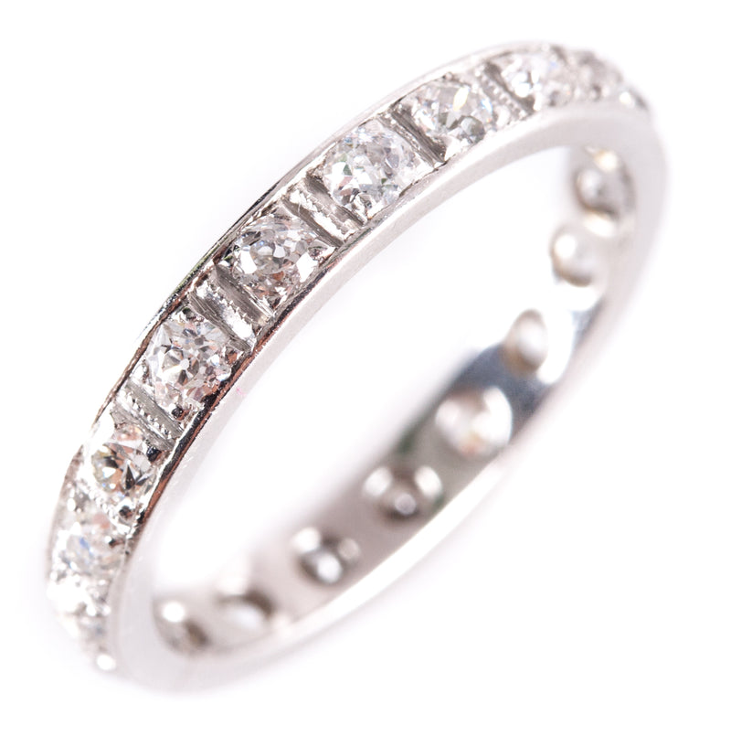 Vintage 1930s Platinum Old Euro Diamond Eternity Style Wedding Band Ring .285ctw