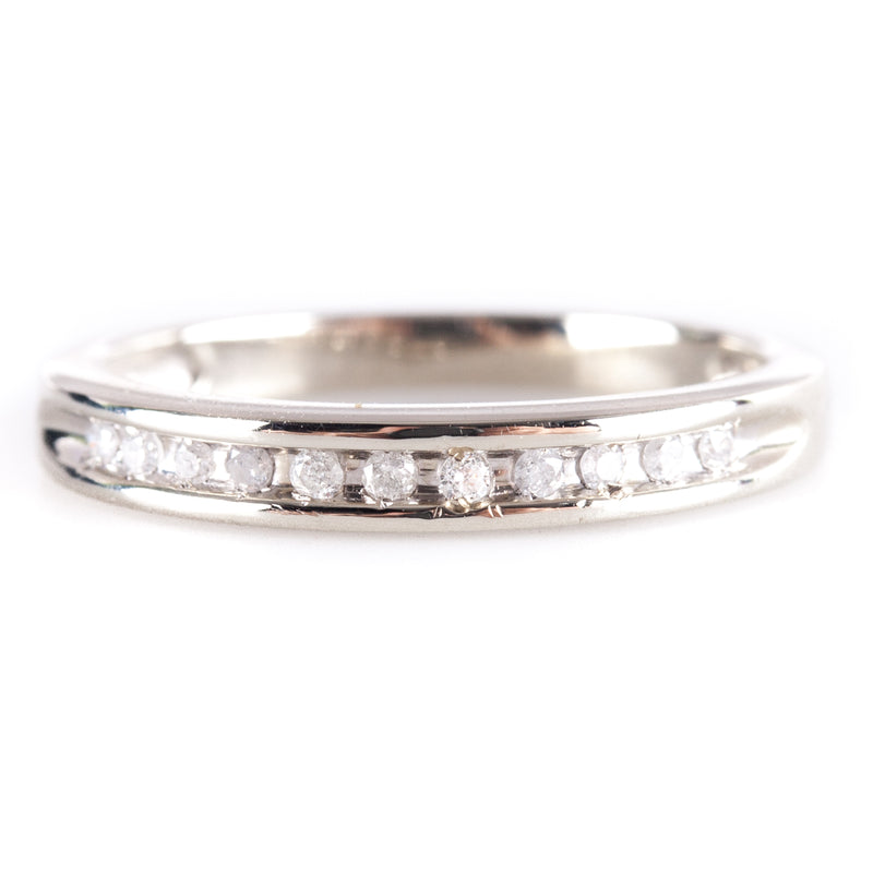 10k White Gold Round I I3 Diamond Channel Set Wedding Ring .055ctw 1.95g