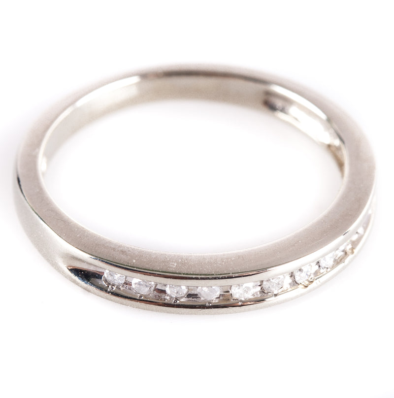 10k White Gold Round I I3 Diamond Channel Set Wedding Ring .055ctw 1.95g