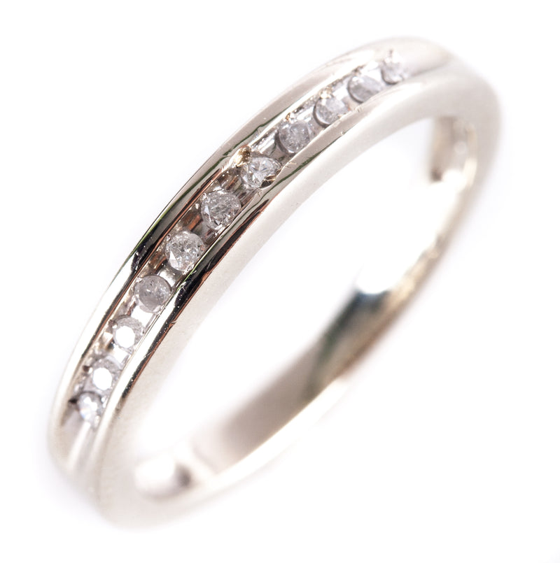 10k White Gold Round I I3 Diamond Channel Set Wedding Ring .055ctw 1.95g