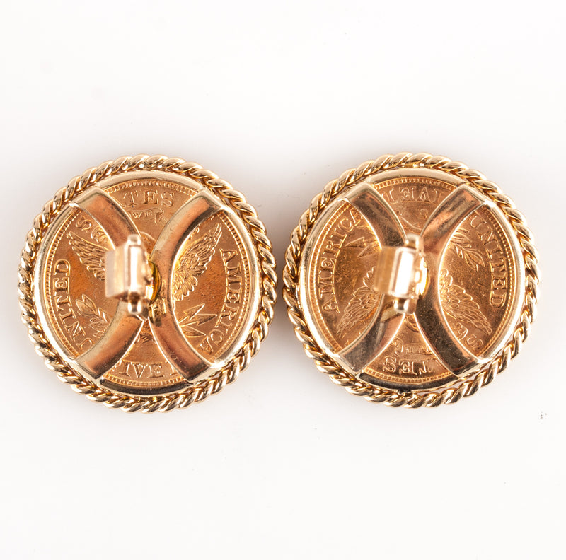 14k Yellow Gold 1881 Liberty Head 5$ Gold Coin Cuff Links 27.58g
