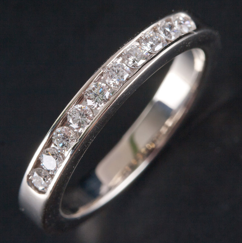 14k White Gold Round H VS2 Diamond Wedding Anniversary Band Ring .25ctw 3.75g