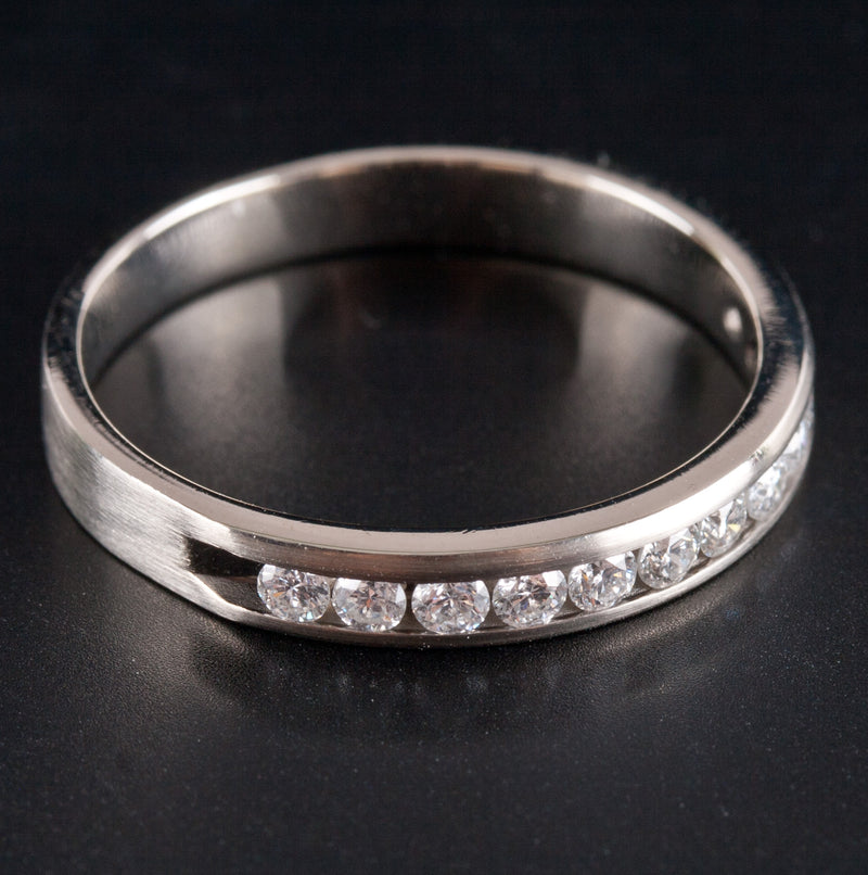 14k White Gold Round H SI2 Diamond Channel Set Style Wedding Ring .30ctw 3.22g