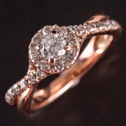 14k Rose Gold Round I I2 Diamond Halo Style Engagement Ring .60ctw 3.24g