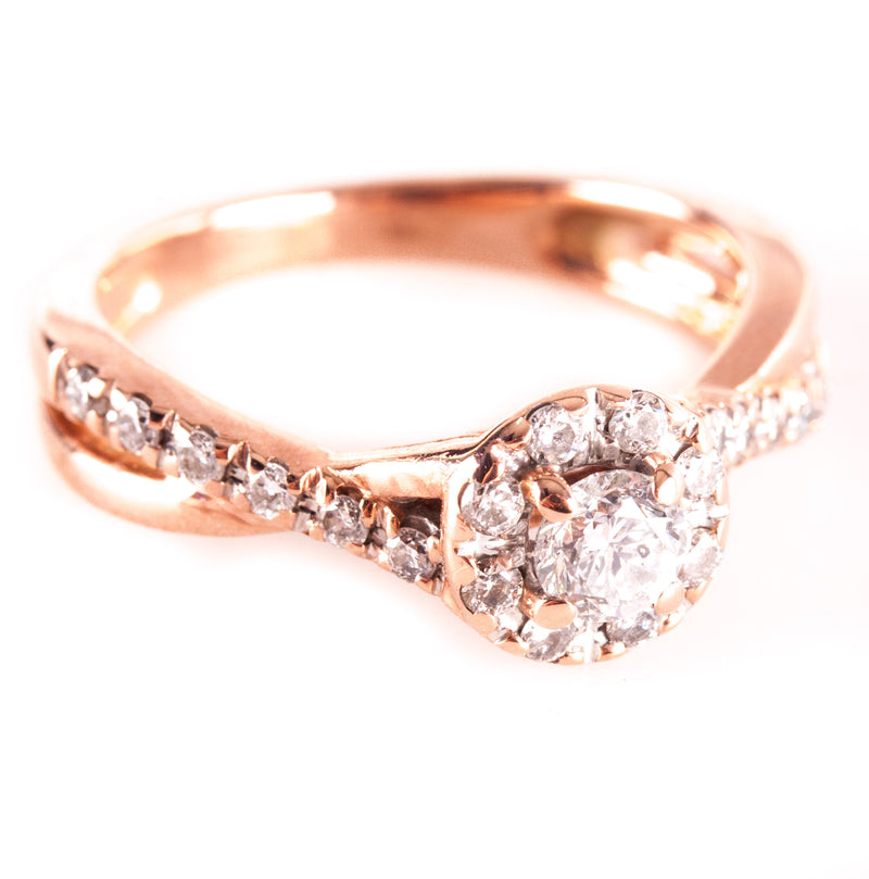 14k Rose Gold Round I I2 Diamond Halo Style Engagement Ring .60ctw 3.24g