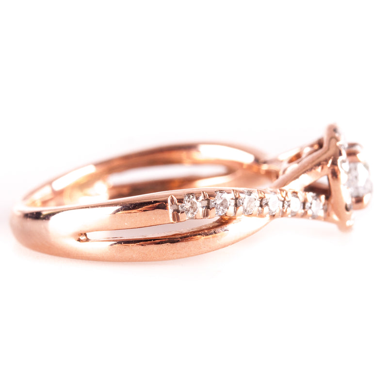 14k Rose Gold Round I I2 Diamond Halo Style Engagement Ring .60ctw 3.24g