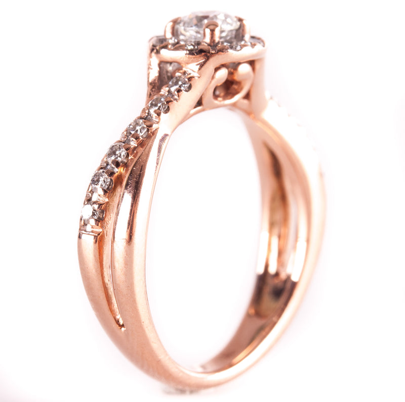 14k Rose Gold Round I I2 Diamond Halo Style Engagement Ring .60ctw 3.24g