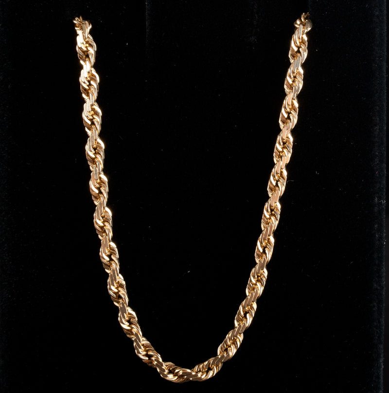 14k Yellow Gold Rope Style Chain Necklace 15.8g 22" Length 3.0mm Width