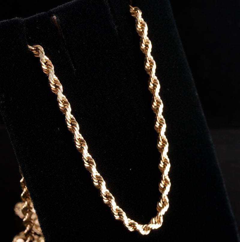 14k Yellow Gold Rope Style Chain Necklace 15.8g 22" Length 3.0mm Width