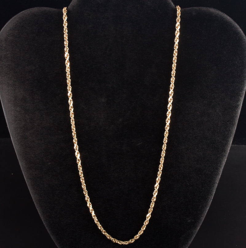 14k Yellow Gold Rope Style Chain Necklace 15.8g 22" Length 3.0mm Width