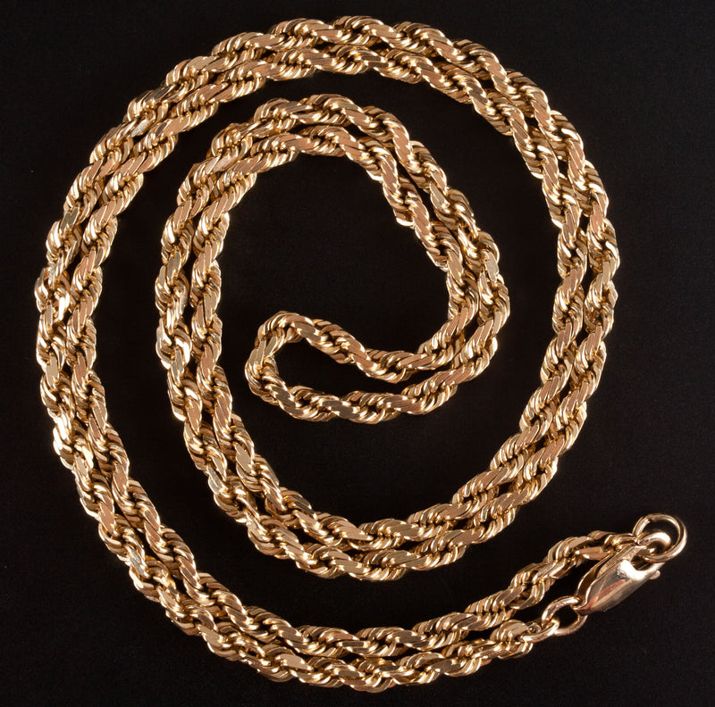 14k Yellow Gold Rope Style Chain Necklace 15.8g 22" Length 3.0mm Width