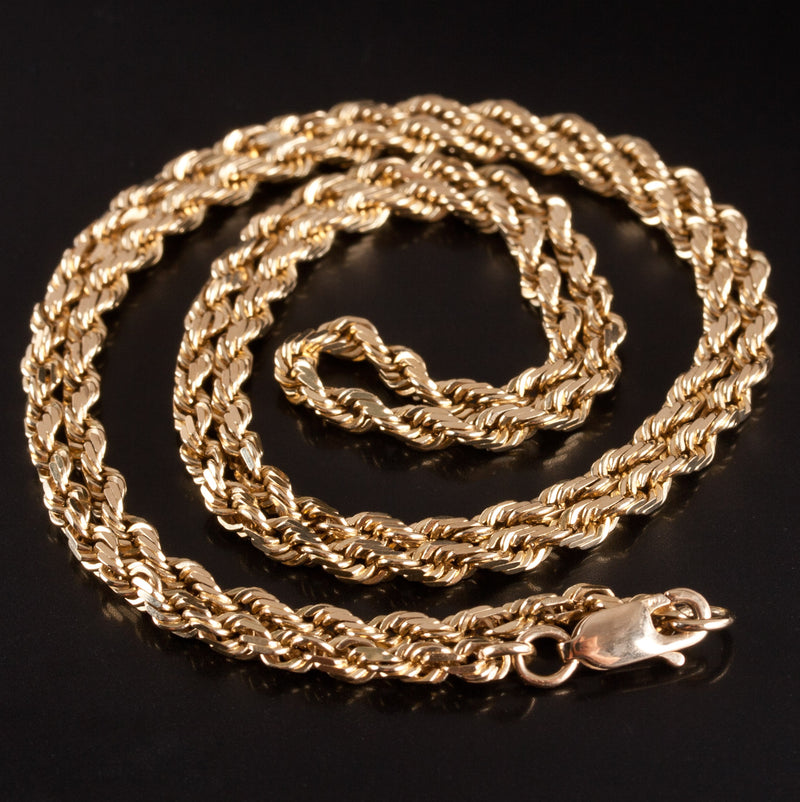 14k Yellow Gold Rope Style Chain Necklace 15.8g 22" Length 3.0mm Width