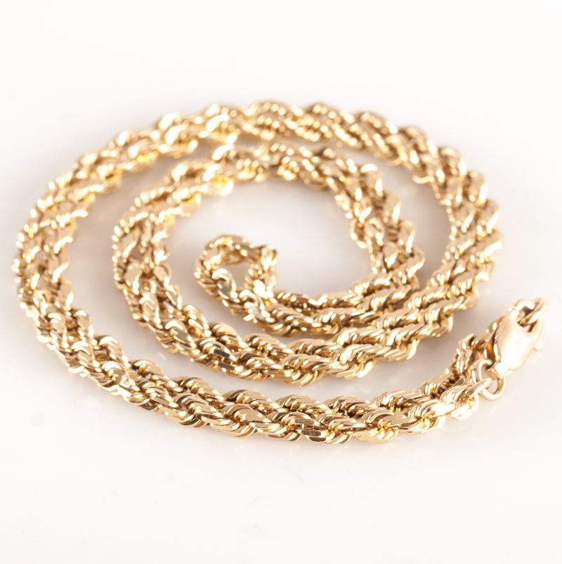 14k Yellow Gold Rope Style Chain Necklace 15.8g 22" Length 3.0mm Width