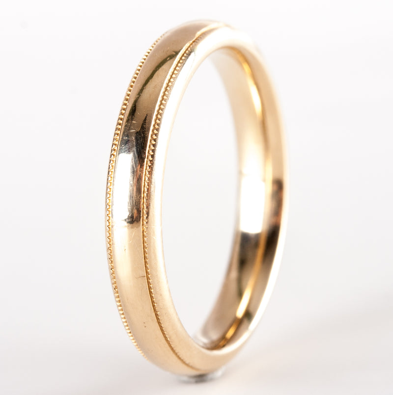14k Yellow Gold Men's Etched Wedding Anniversary Band Ring 6.10g 3.8mm Width