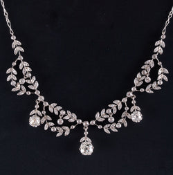 Vintage 1910's Platinum 18k White Gold Diamond Garland Style Necklace 1.88ctw