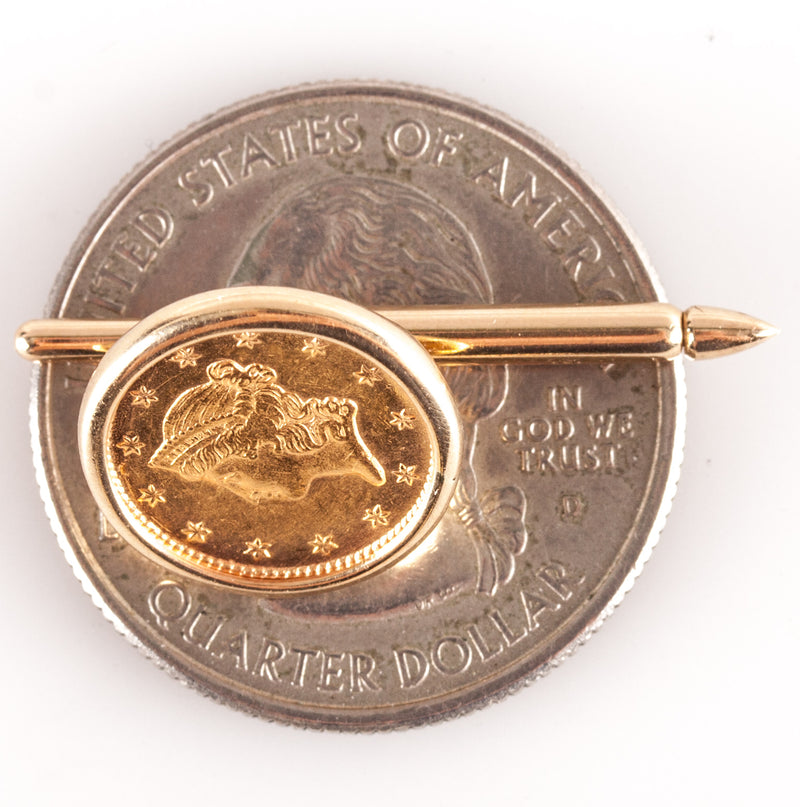 14k Yellow Gold 1849-1854 1$ Liberty Head Type 1 Gold Dollar Cuff Links 7.14g