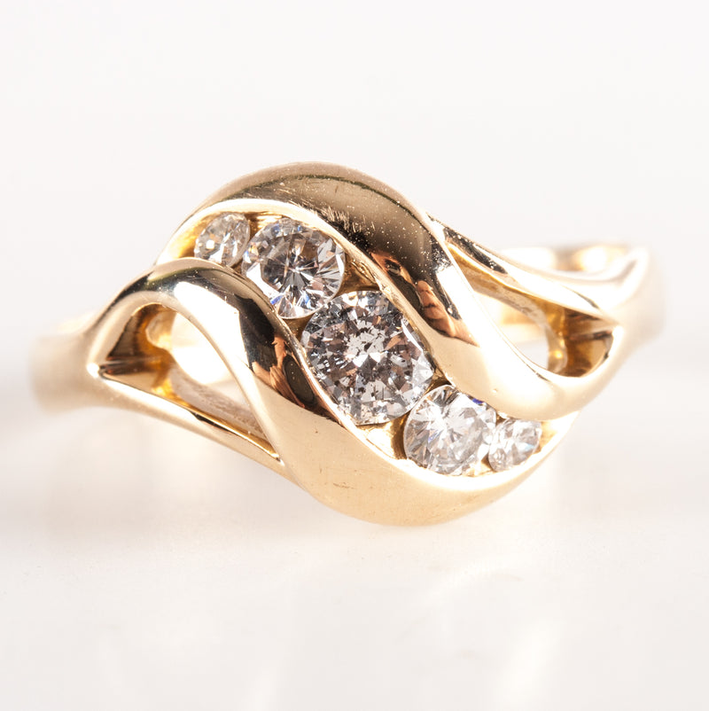 14k Yellow Gold Round Diamond Graduated Style Cocktail Ring .39ctw 3.63g