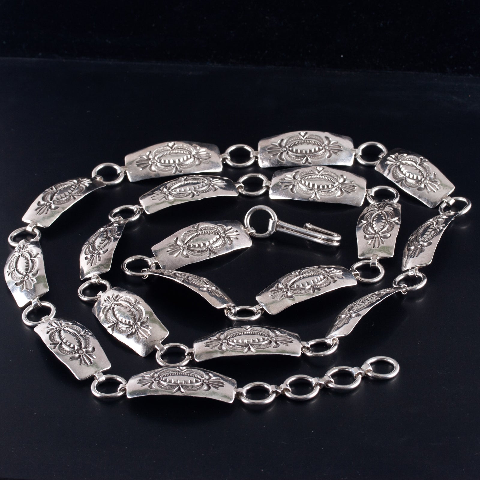 ANSON STERLING SILVER ベルトバックル 1960〜70年代 Vintage 1960's Sterling Silver Navajo Allen Paula Boyd Belt 185.2g