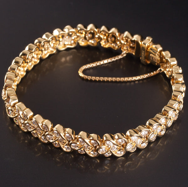 14k Yellow Gold Round H SI1 Diamond Cluster Bracelet 5.04ctw 40.38g