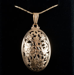 14k Yellow Gold Floral Style Pendant Necklace W/ 16" Chain 8.25g