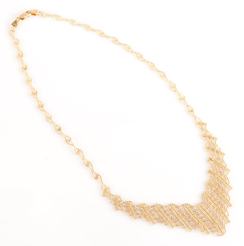 14k Yellow Gold Beaded Style Necklace W/ Multi-Strand Collar Style 7.78g