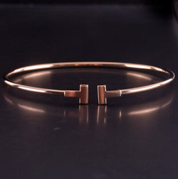 Tiffany & Co. 18k Rose Gold T-Wire Style Cuff Bracelet 6.0g 6.5" Length