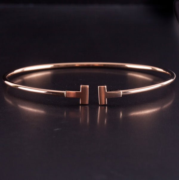 Tiffany & Co. 18k Rose Gold T-Wire Style Cuff Bracelet 6.0g 6.5" Length