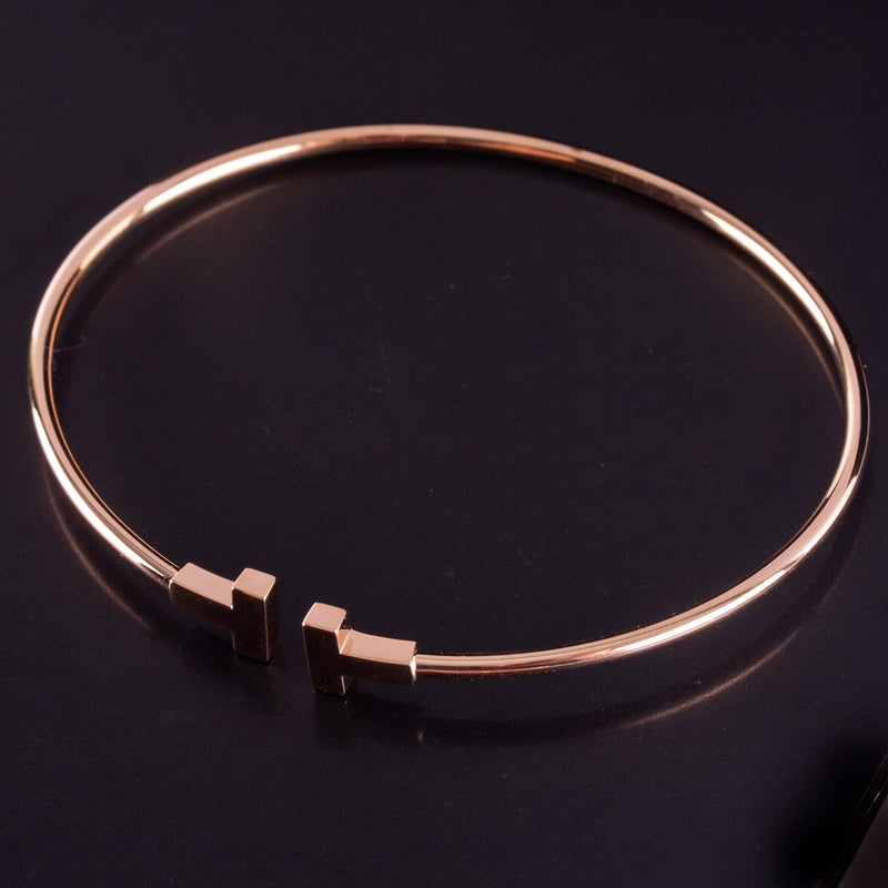 Tiffany & Co. 18k Rose Gold T-Wire Style Cuff Bracelet 6.0g 6.5" Length