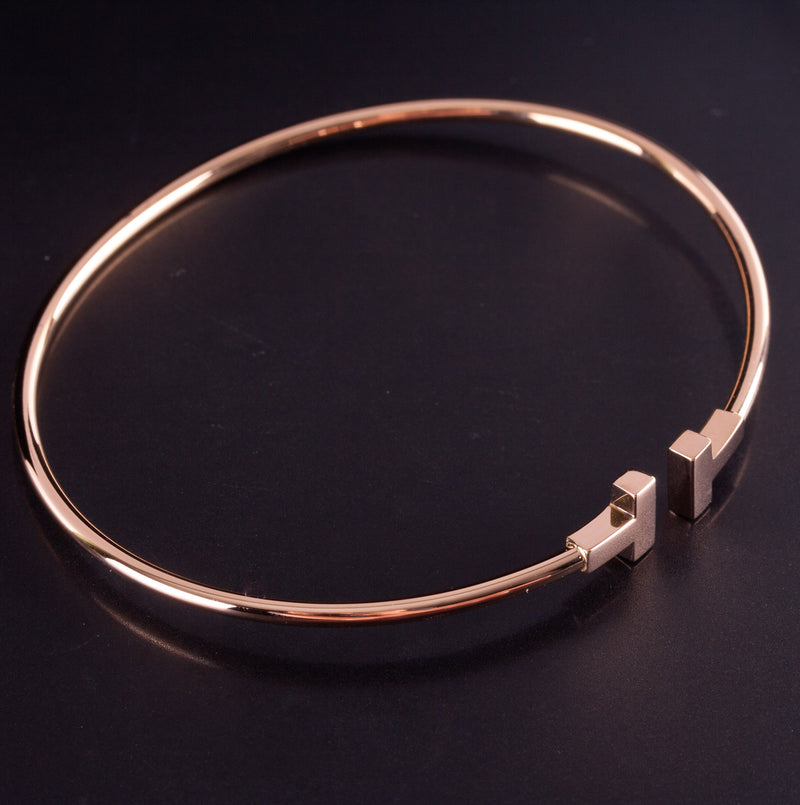 Tiffany & Co. 18k Rose Gold T-Wire Style Cuff Bracelet 6.0g 6.5" Length