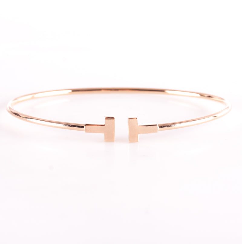 Tiffany & Co. 18k Rose Gold T-Wire Style Cuff Bracelet 6.0g 6.5" Length