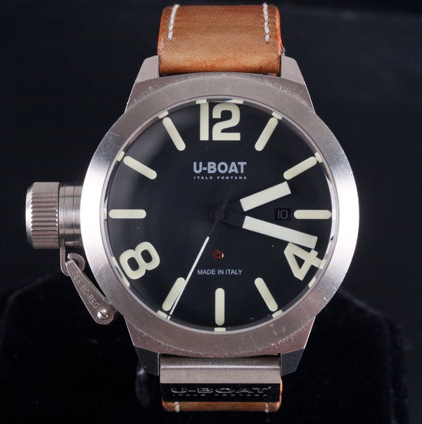 U-Boat 5564 Classico 45 Stainless Steel Case Leather Banded Wrist Watch W/ Box