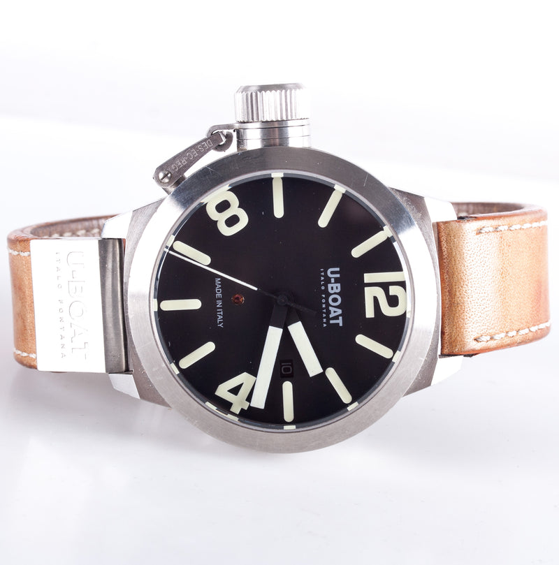 U-Boat 5564 Classico 45 Stainless Steel Case Leather Banded Wrist Watch W/ Box