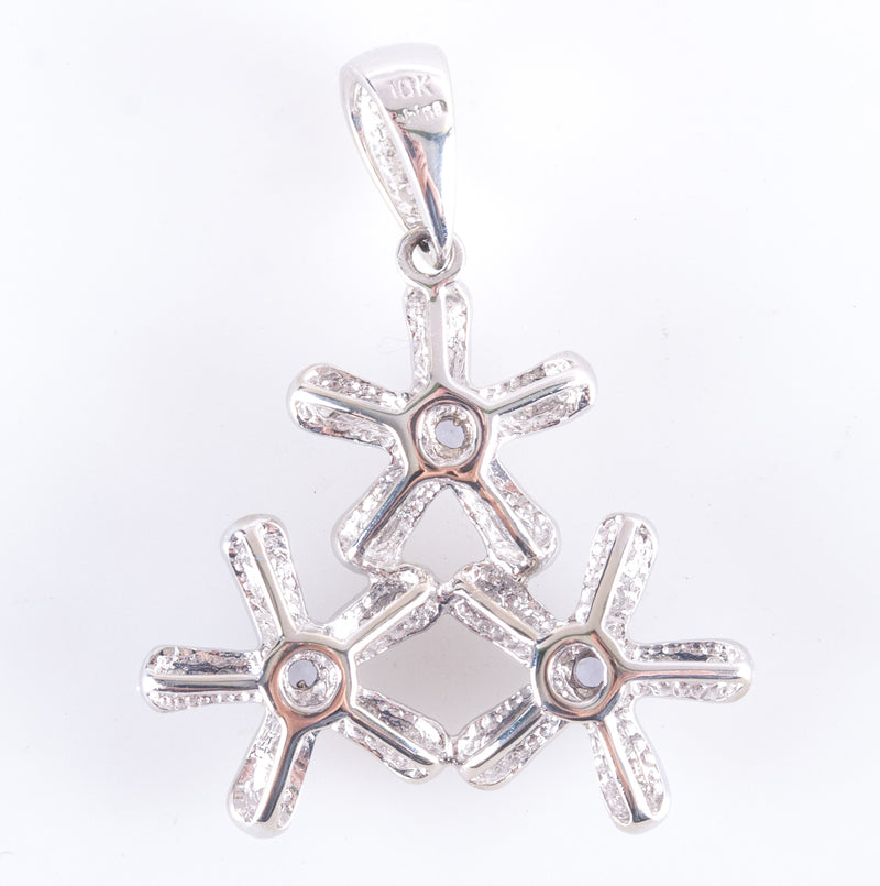 14k White Gold Round Tanzanite Diamond Floral Style Pendant .48ctw 2.64g