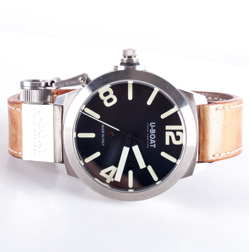 U-Boat 5564 Classico 45 Stainless Steel Case Leather Banded Wrist Watch W/ Box