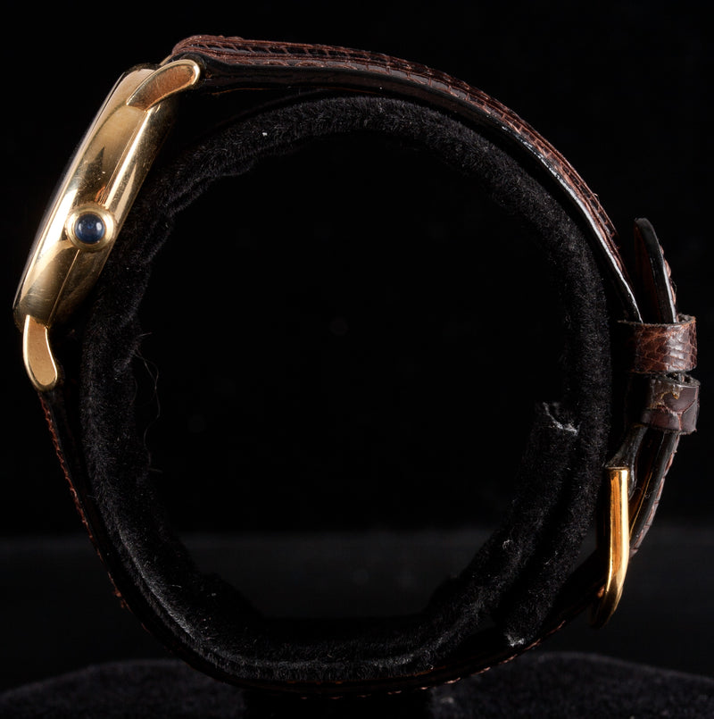 Jean Renet Incabloc 18k Yellow Gold Manual Wrist Watch W/ Lizard Leather Band