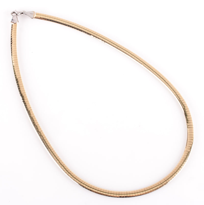 14k Yellow White Gold Italian Reversible Omega Chain Necklace 24.14g 16" Length