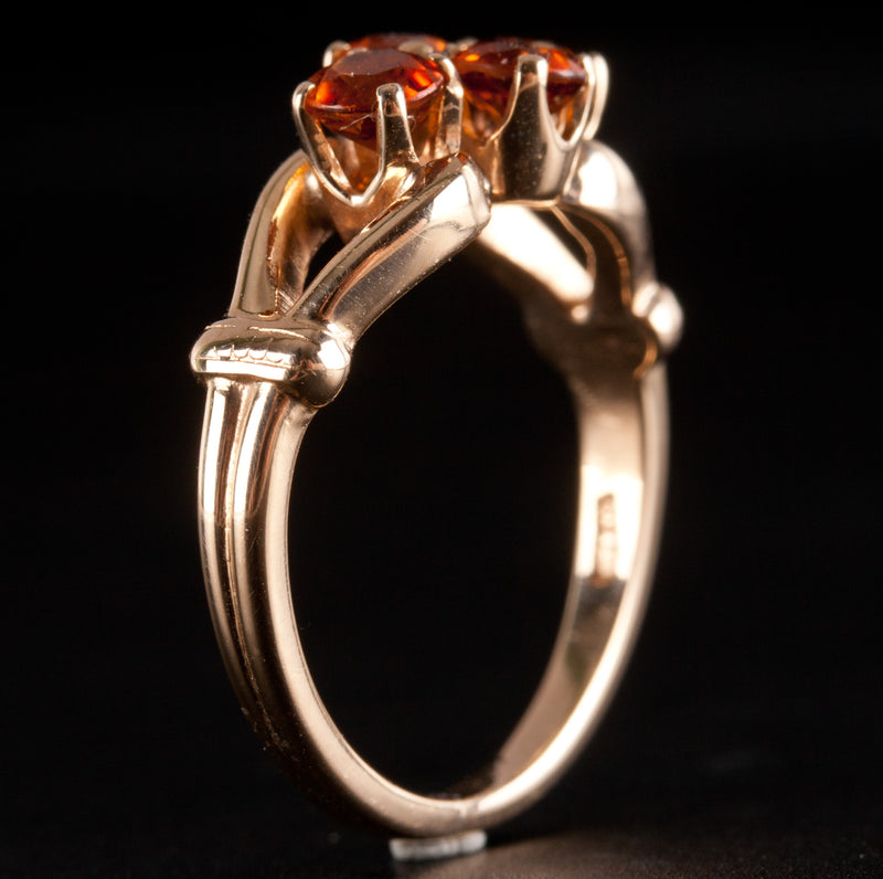 14k Yellow Gold Round Orange Mandarin Garnet Cluster Style Ring 1.0ctw 3.0g